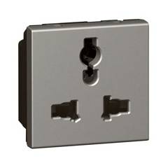 Legrand Arteor 6/10/13A 2/3 Pin Multistandard Indian Standard Square Magnesium Socket, 5736 73 (Pack of 10)