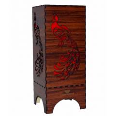Dizionzrio DTBLPKBR Red Handicrafts Wooden Look Hand Made Night Table Lamp