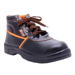 Polo Indcare Aero High Ankle Steel Toe Black & Orange Safety Shoes, Size: 6