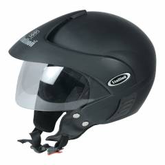 Stallion BLK Triomax Open Face Black Motorbike Helmet, Size: M
