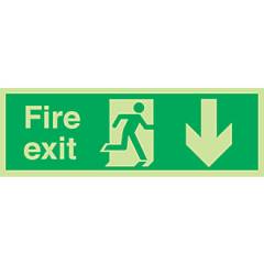 Mediateckboards FED-084 Fire Exit Down Arrow, Size: 6x16 in