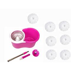 GTC Easy Magic 360 Degree Bucket Mop with Steel Spinner & 7 Microfiber Heads
