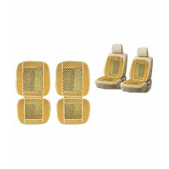 G-King Velvet Beige Car Bead Seat Set For Tata Winger