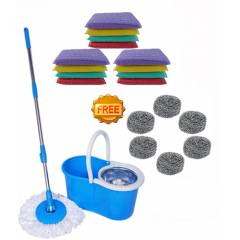 Navisha Assorted Steel Mop with Free Foam Scrub Pad & Steel Juna, MOP0584