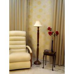 Tucasa Vintage Wooden Lamp with Off White Pleated Shade, LG-953