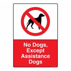 Safety Sign Store No Dogs Except Assistance Dogs Sign Board, GS615-A3PC-01