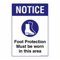Safety Sign Store Notice: Foot Protection must be Worn Sign Board, SS819-A4AL-01