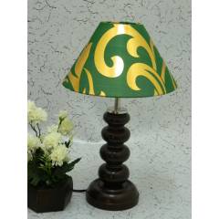 Tucasa Smart Wooden Table Lamp with Green & Gold Shade, LG-1063