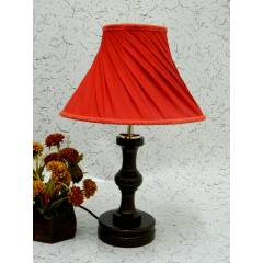 Tucasa Fabulous Wooden Table Lamp with Red Pleated Shade, LG-1033