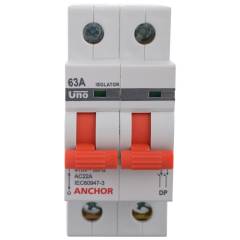 Anchor 63A UNO Series Double Pole Isolator, 98056