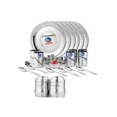 Airan 24 Pieces Stainless Steel Dinner Set with Free Tea & Sugar Container