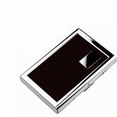 Stealodeal Brown Leather Stainless Steel Card Holder