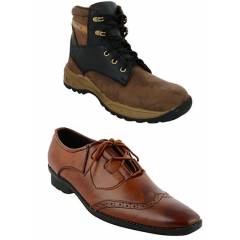 Da-Dhichi Combo of RA-07 Safety Boots & Formal Shoes, Size: 6