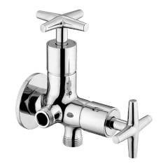 Eauset Eva Quarter Turn Two-way Angular Stopcock in double control system with Wall Flange, FEV036