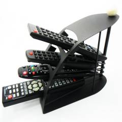 Kawachi K18 New Black Solid Metal Remote Control Organizer Holder, 20.5x10x20 cm