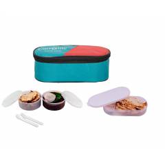 Carrolite 650ml 3-in-1 Blue & White Plastic Lunchbox, White_P-38
