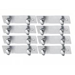 SmartShophar 4 Inch 2 Legs Stainless Steel Silver Trums Wall Hook (Pack of 8), 54620-SHKT-SL04-P8