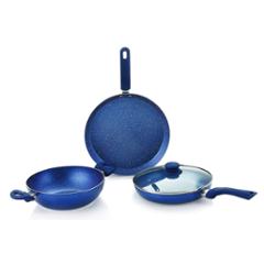 Monet 3 Pieces Granite Cookware Set with Glass Lid