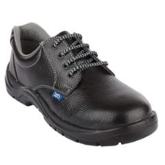 Allen Cooper AC-7002 Leather Steel Toe Black Safety Shoes, Size: 6