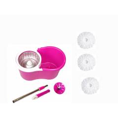 GTC Easy Magic 360 Degree Bucket Mop with Steel Spinner & 3 Microfiber Heads