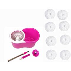 GTC Easy Magic 360 Degree Bucket Mop with Steel Spinner & 8 Microfiber Heads