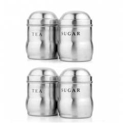Airan 500ml Stainless Steel Silver Taazgi Maharaja Tea Sugar Pot (Pack of 2)