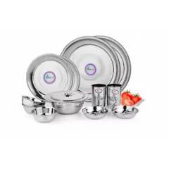 Airan 15 Pieces Stainless Steel Silver Dinner Set