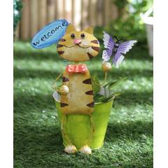 Green Girgit Small Cat Welcome Planter, TIB5005