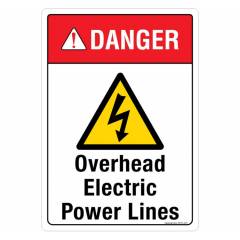 Safety Sign Store Danger: Overhead Electric Power Lines Sign Board, SS315-A3V-01