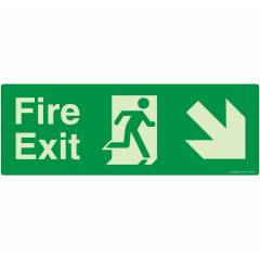 Safety Sign Store Fire Exit Right and Down Sign Board, NG113-1442NGR-01