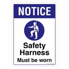Safety Sign Store Notice: Safety Harness must be Worn Sign Board, SS822-A5V-01