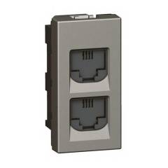 Legrand Arteor RJ11 1 Module Jack Type Double Telephone Square Magnesium Socket, 5736 27 (Pack of 20)