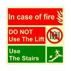 Mediateckboards ICF-062 In Case Of Fire Use Stair, Size: 6x6 in