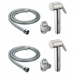 Pack of 2 Snowbell Jaquar Ivory Health Faucet, 1m Flexible Tube & Hook
