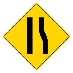 Asian Loto 3 m Traffic Sign Road Narrows on Right Sign Board, ALC-SGN-10-900