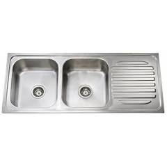 Jayna Mercury DBSD 01 (DX) Dual Finish Double Bowl With Single Drain Board Sink, Size: 54.5 x 18.5 in