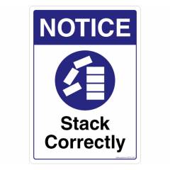 Safety Sign Store Notice: Stack Correctly Sign Board, SS722-A5V-01