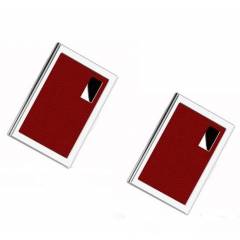 Stealodeal Red Luxury Stainless Steel Card Holder (Pack of 2)