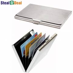 Stealodeal Stainless Steel Pocket Business Credit/Debit & Metal Card Holder Set