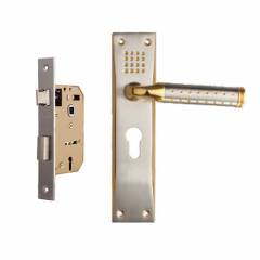 Plaza Platinum 65mm Mortice Lock with Gold Silver Handle & 3 Keys