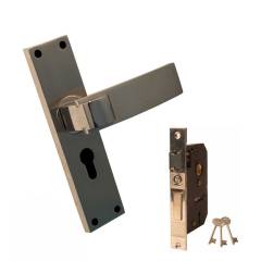 Q-Seven Royal 200mm Satin Silver Finish Plate Handle with Lock Set