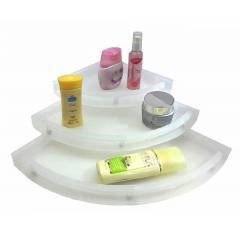 Drizzle Plastic Corner Shelves White Unbreakable (Pack of 3)