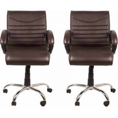 Mezonite Medium Back Leatherette Brown Office Executive Chair (Pack of 2)