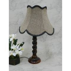 Tucasa Elegant Wooden Table Lamp with Brown Jute Shade, LG-805