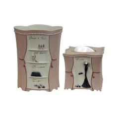 Plumeria DTT Wastebasket with 8QT Boutique Tissue Set