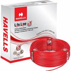 Havells 2.5 Sq. mm Single Core Life Line Plus S3 Red HRFR PVC Flexible Cables, WHFFDNRA12X5, Length: 90 m