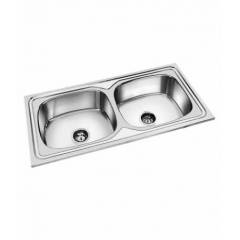 Apollo AS-32 Double Bowl Kitchen Sink, Bowl Size: 13x10/16x14 inch