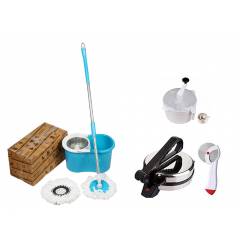 GTC Super Magic Steel Bucket Mop with Roti Maker, Dough Maker & Pizza Cutter