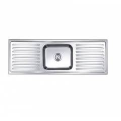 SteelKraft SSDDB-122 Single Bowl Stainless Steel Sink with Double Drain Board, Size: 20x16 inch
