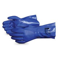 Sunlong Heavy Duty Chemical Resistant Blue PVC Safety Gloves, Size: L